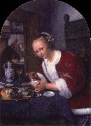 Jan Steen Girl offering oysters oil painting artist